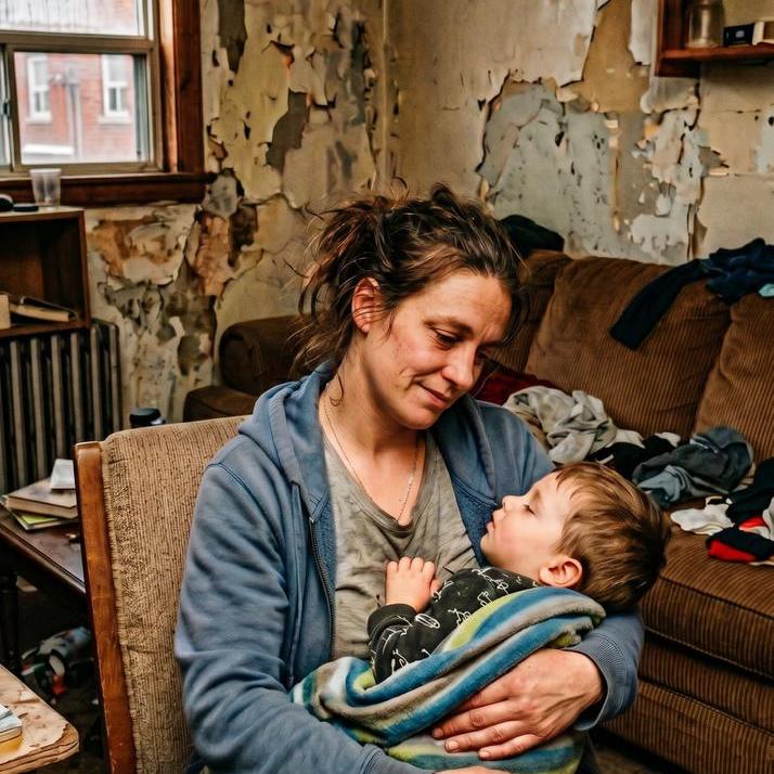 Single mother working from home with her children nearby